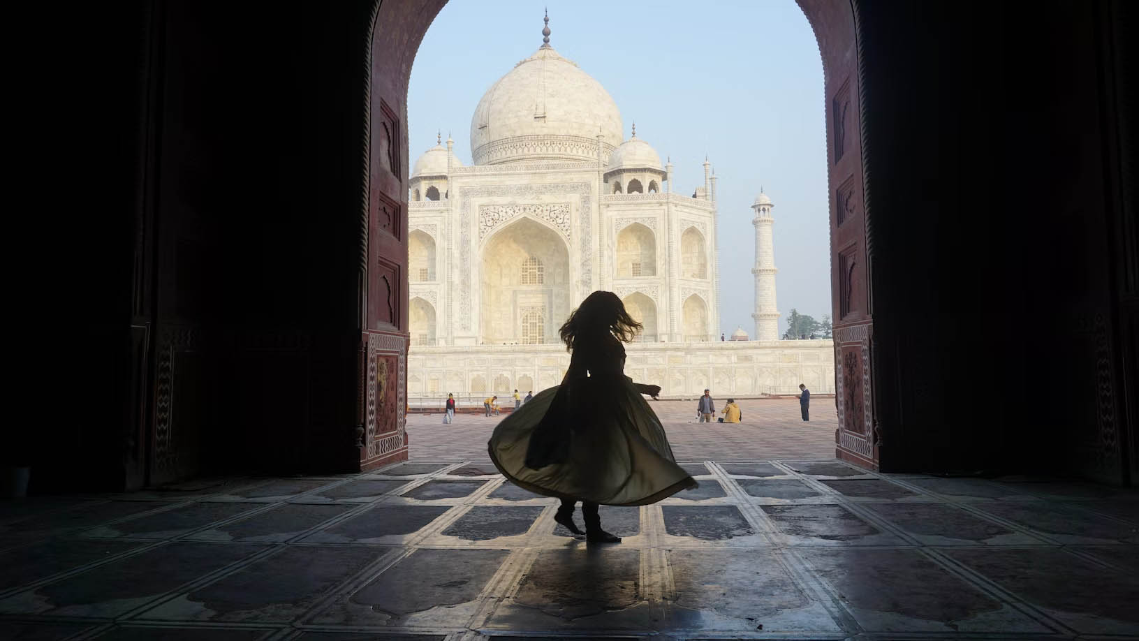 Girl Dancing Front of Taj Mahal