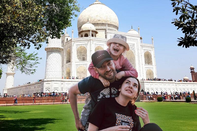 Taj Mahal With Family